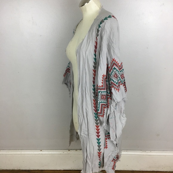 Last One! Umgee Regina Tribal Frayed Kimono New - Picture 4 of 8